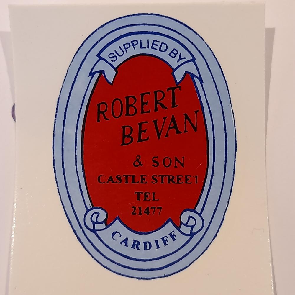 Motorcycle, waterslide transfer, dealer decals, Robert Bevan, Castle Street Cardiff