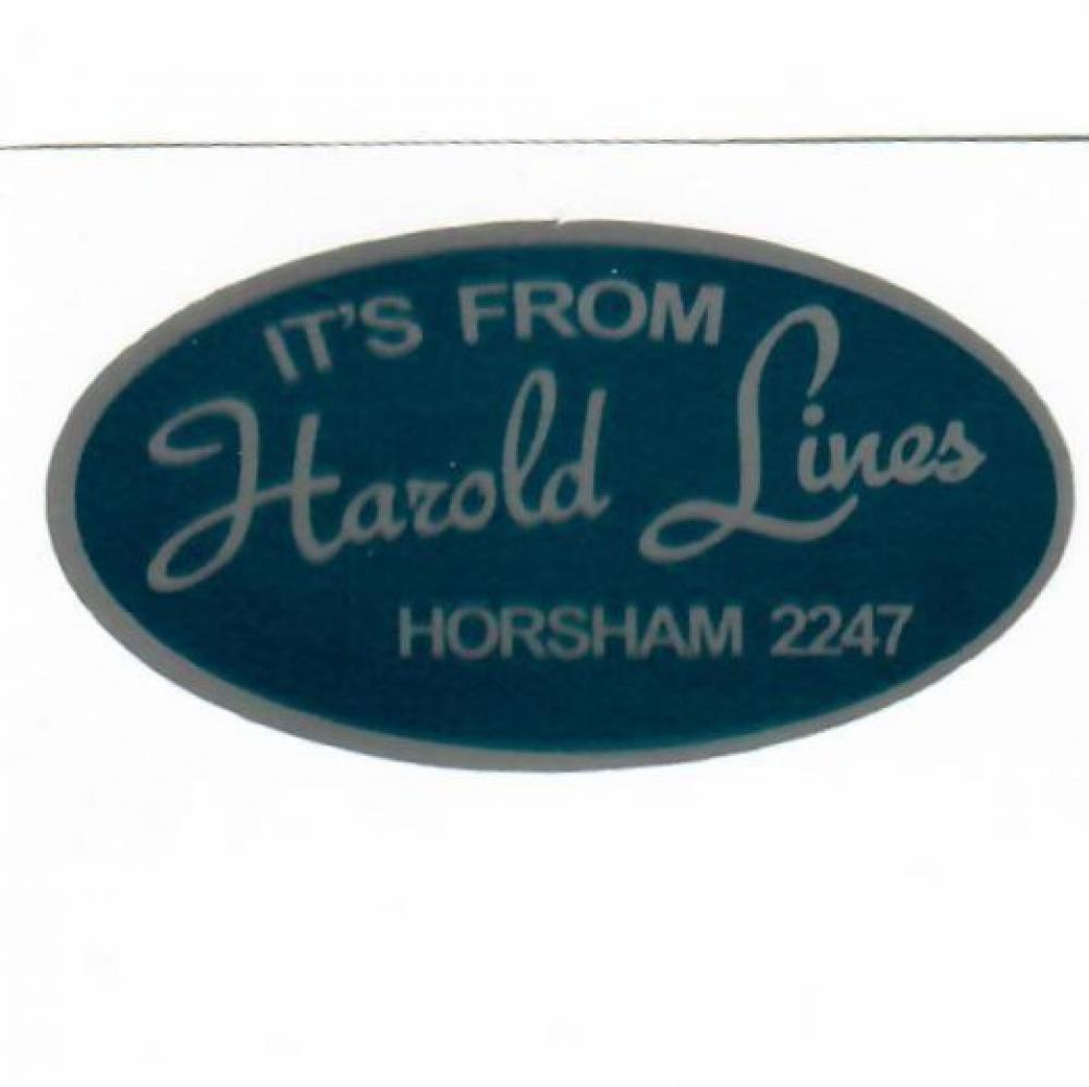 Motorcycle, waterslide transfer, dealer decals, Harold Lines, Horsham