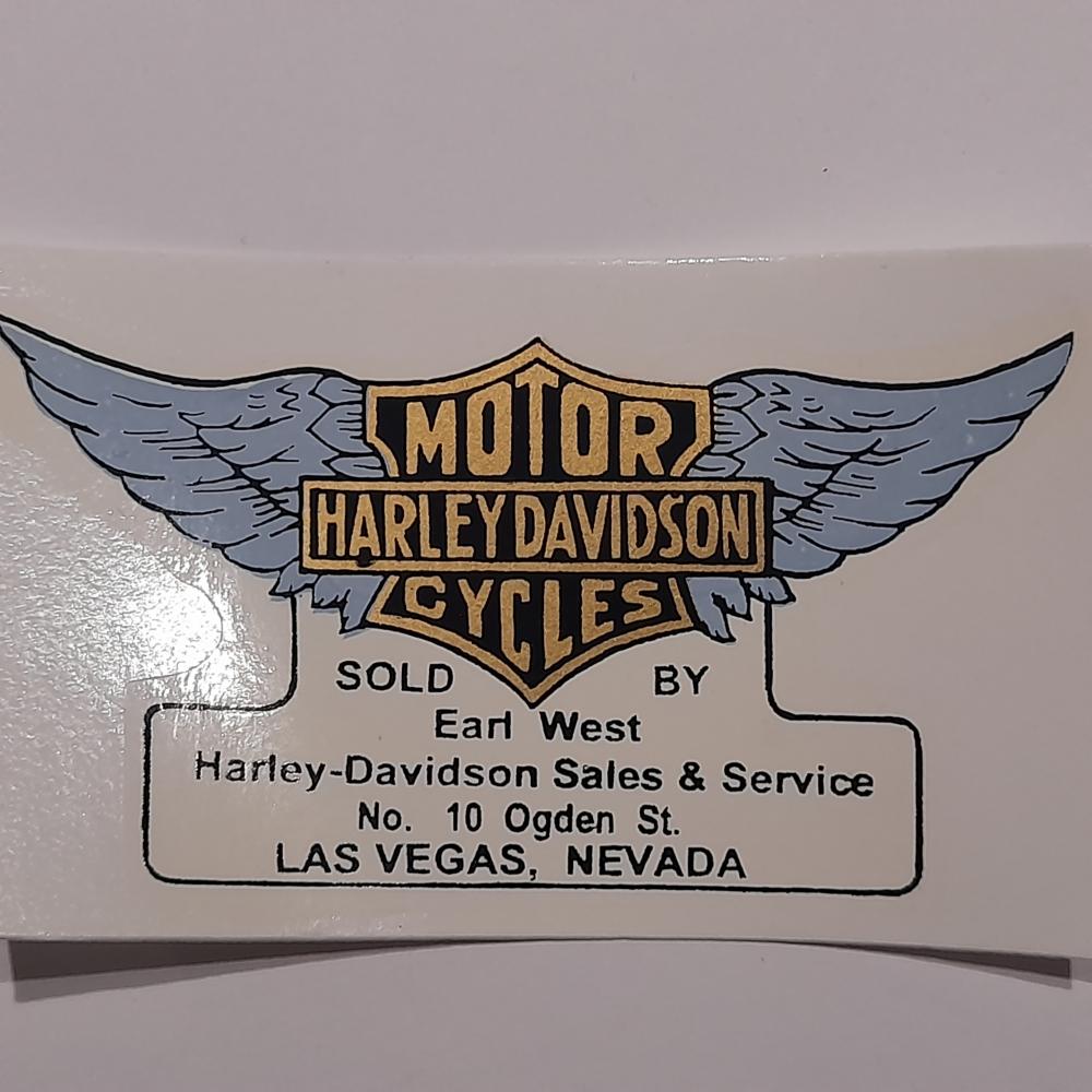 motorcycle, waterslide transfer, dealer decals, Harley Davidson, Las Vegas Nevada