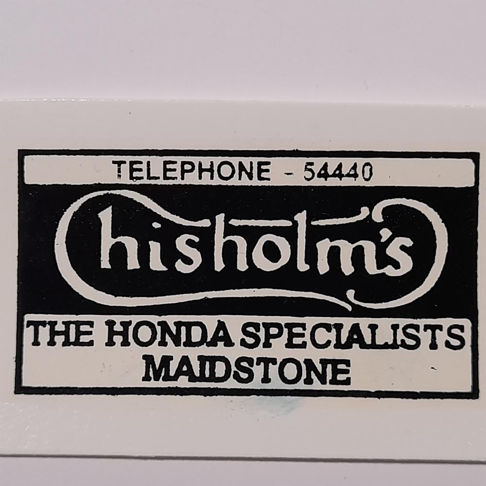 Motorcycle, waterslide transfer, dealer decals, Chisholm's the Honda Specialists, Maidstone 
