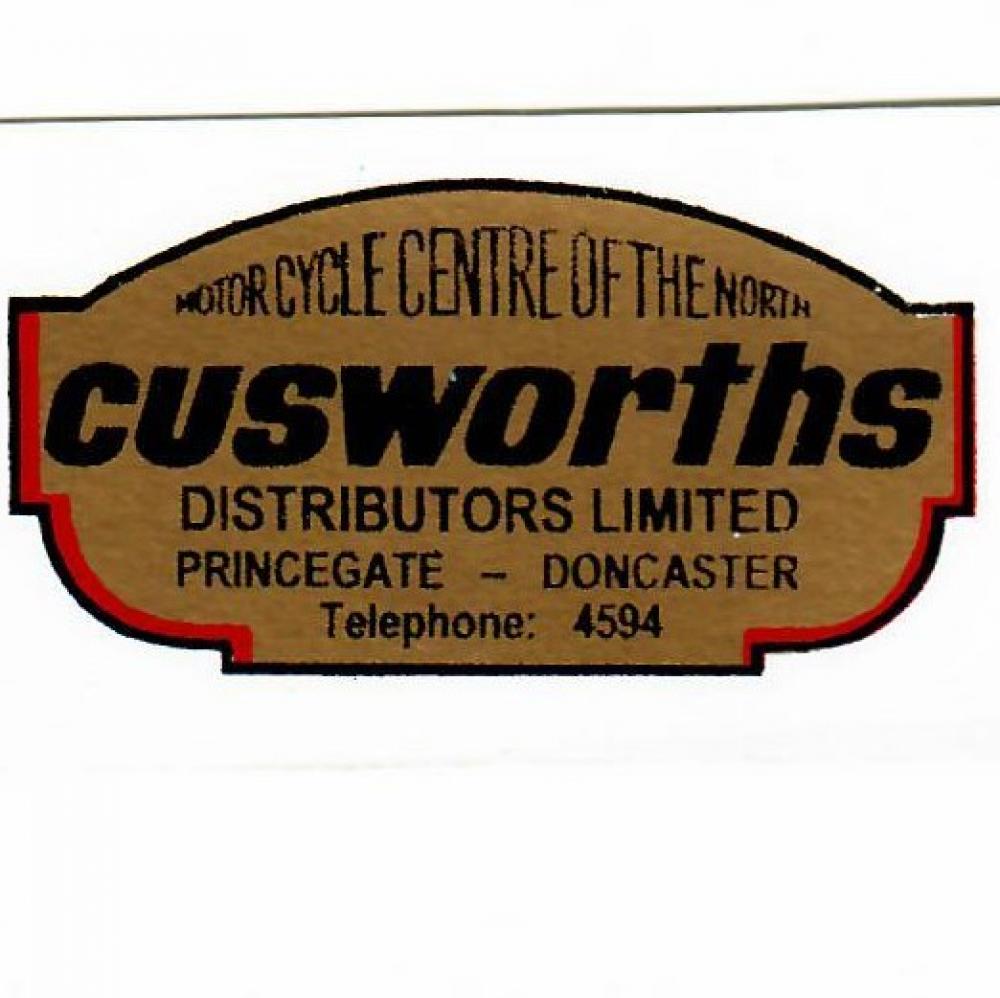 Motorcycle, waterslide transfer, dealer decals, Cusworths Distributors Limited, Doncaster