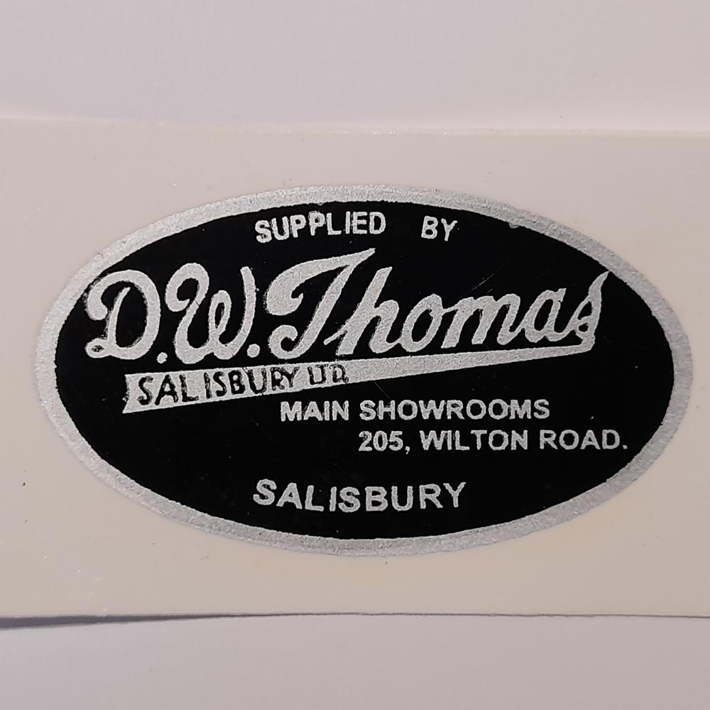 Motorcycle, waterslide transfer, dealer decals, DW Thomas Ltd, Salisbury 