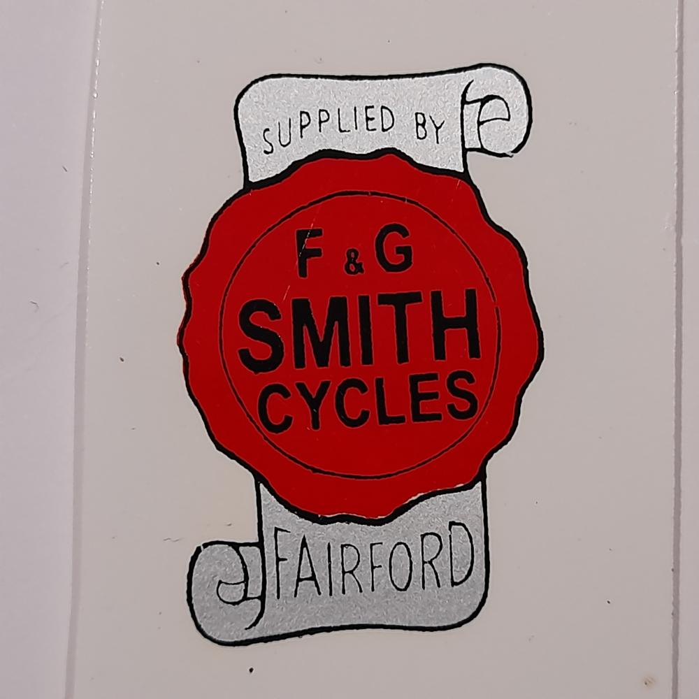 Motorcycle, waterslide transfer, dealer decals, F&G Smith Cycles, Fairford