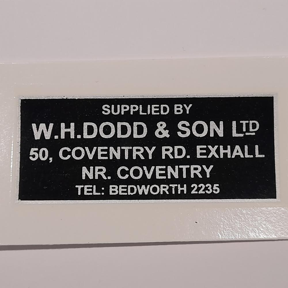 Motorcycle, waterslide transfer, dealer decals, Wh Dodd & Sons Ltd, Exhall, Nr Coventry 
