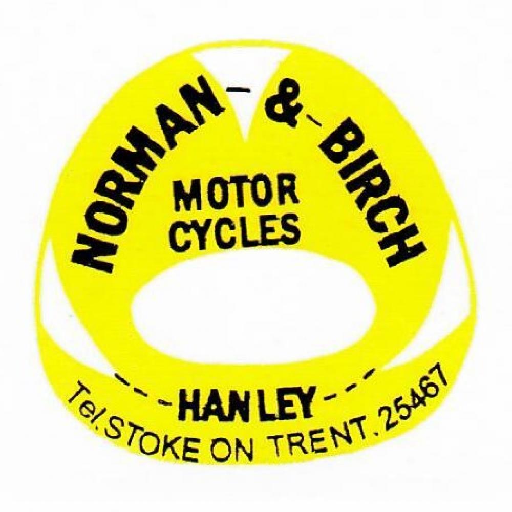 Motorcycle, waterslide transfer, dealer decals, Norman & Birch Motorcycles, Stoke on Trent