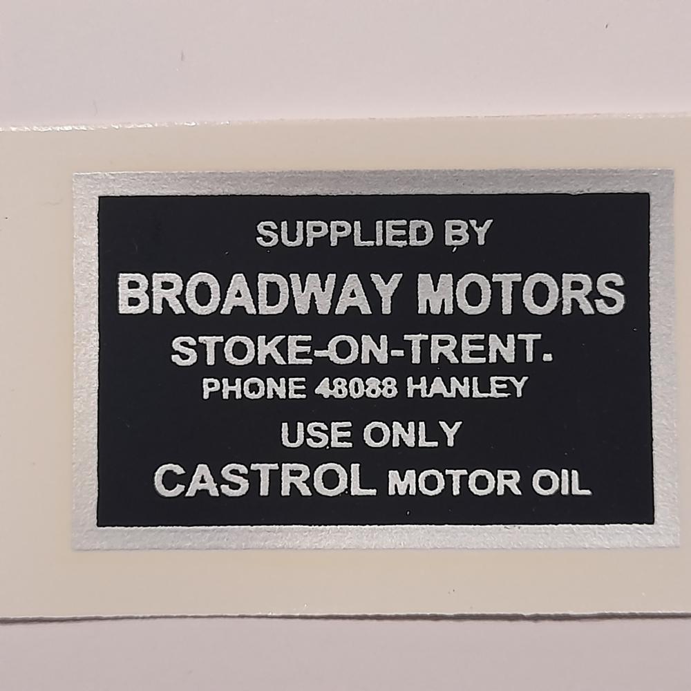 motorcycle, waterslide transfer, dealer decals, Broadway Motors, Stoke on Trent