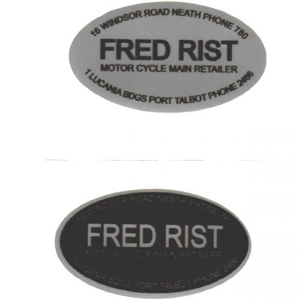 Motorcycle, waterslide transfer, dealer decals, Fred Rist, Port Talbot