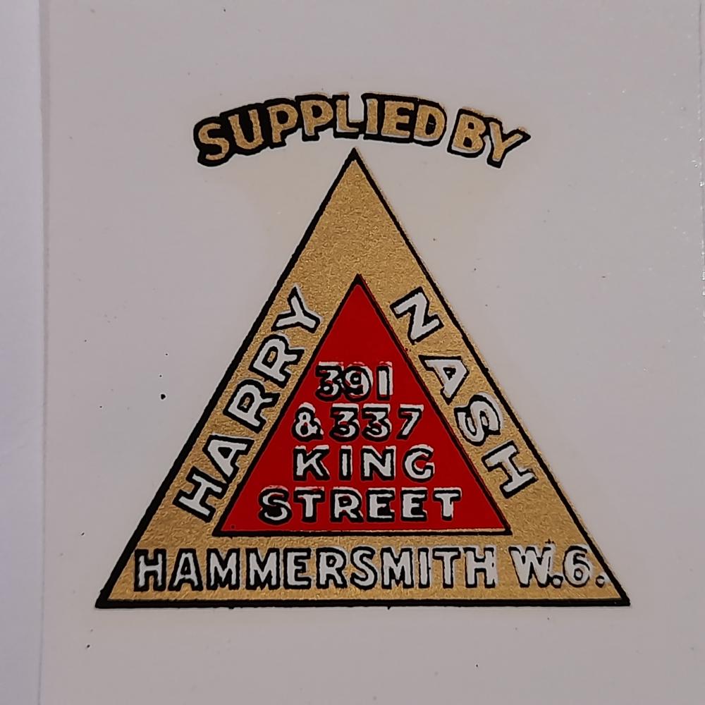 motorcycle, waterslide transfer, dealer decals, Harry Nash, Hammersmith 