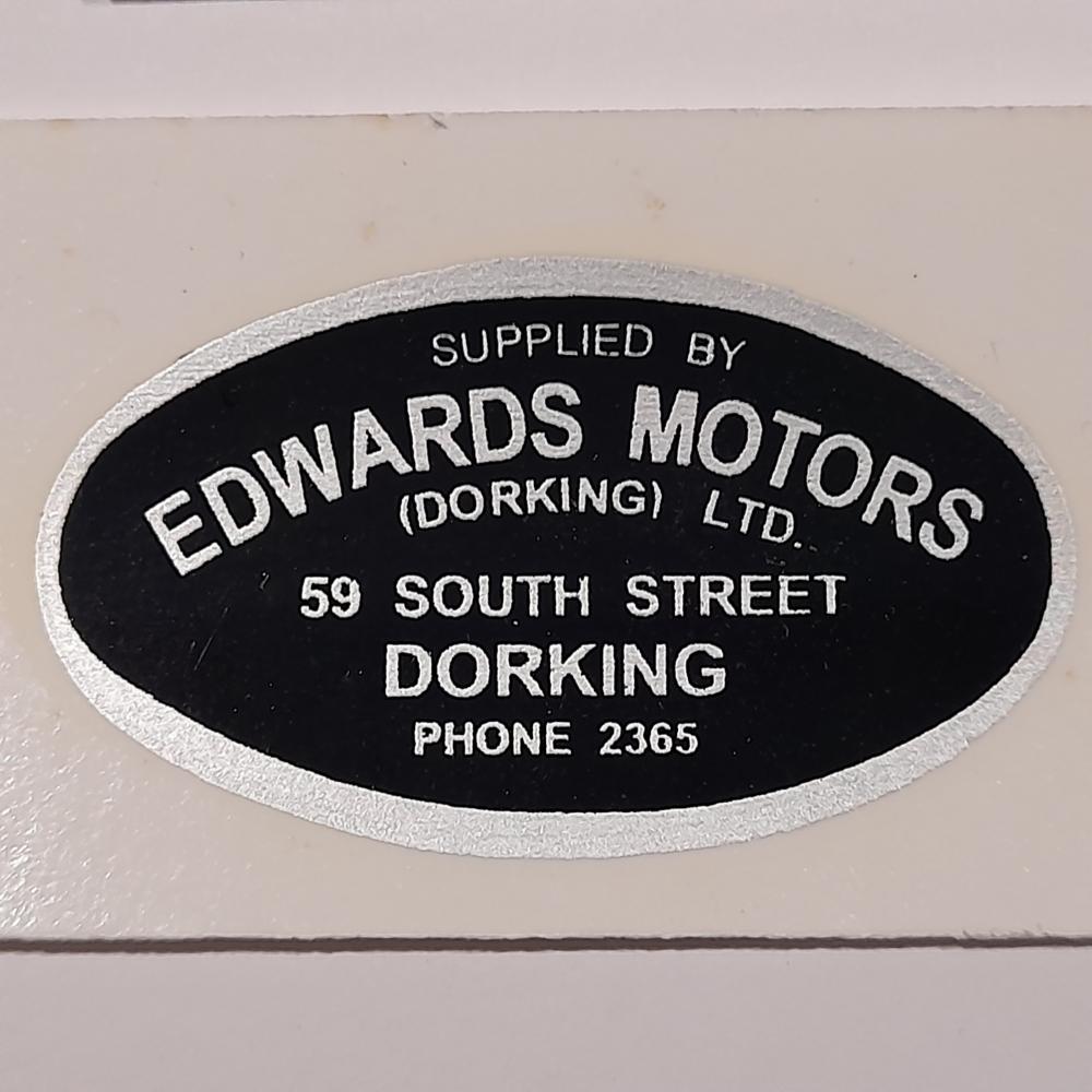 motorcycle, waterslide transfer, dealer decals, Edwards Motors, Dorking