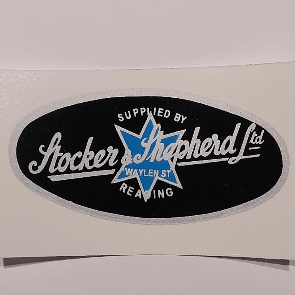 Motorcycle, waterslide transfer, dealer decals, Stocker & Shepherd Ltd, Reading 