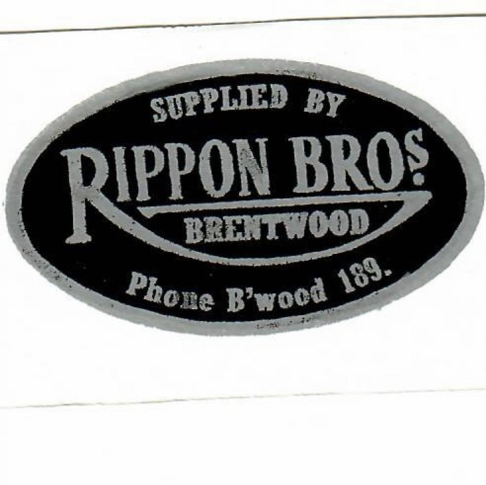 Motorcycle, waterslide transfer, dealer decals, Rippon Bros., Brentwood 