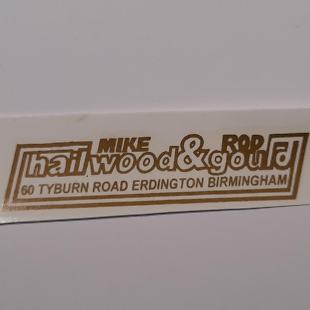 Motorcycle, waterslide transfer, dealer decals, Hailwood & Gould, Erdington Birmingham 
