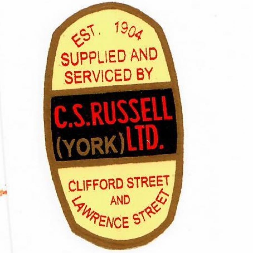 motorcycle, waterslide transfer, dealer decals, C. S. Russell Ltd., York