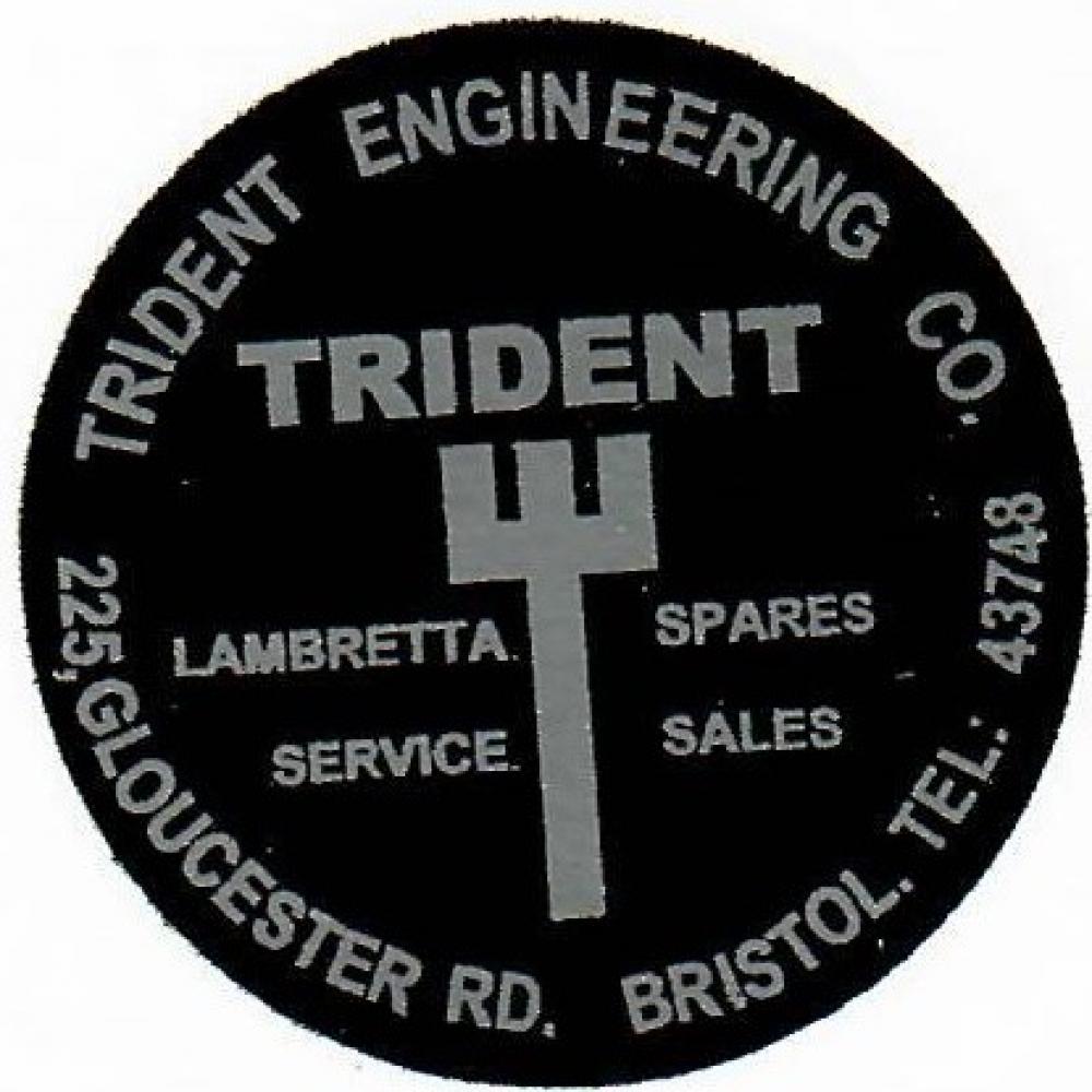 Motorcycle, waterslide transfer, dealer decals, Trident Engineering Co., Bristol