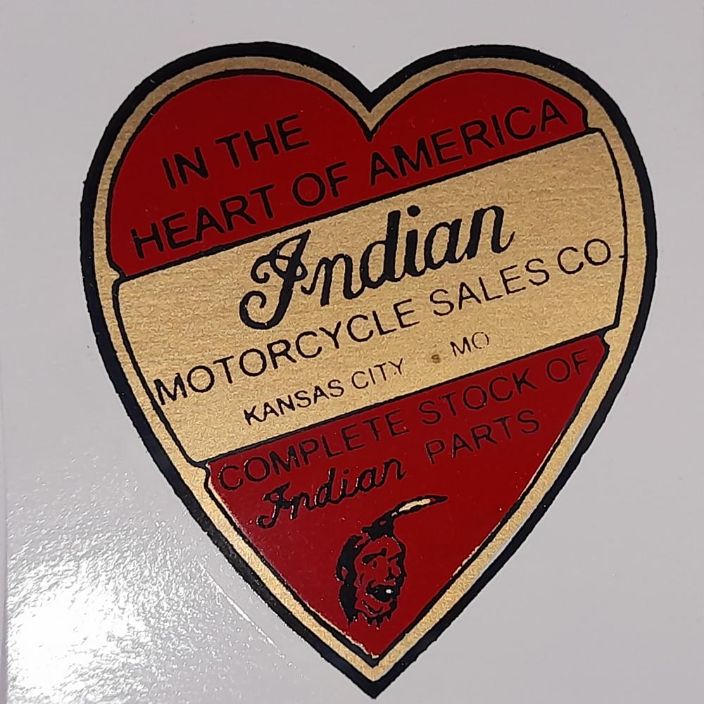  Motorcycle, waterslide transfer, dealer decals, Indian Motorcycles sales Co, Kansas City 