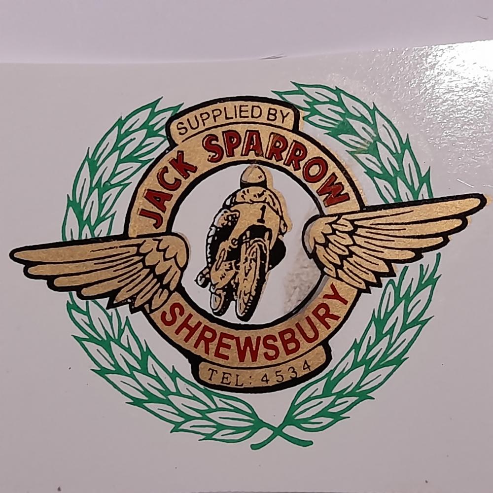 Motorcycle, waterslide transfer, dealer decals, Jack Sparrow,Shrewsbury 