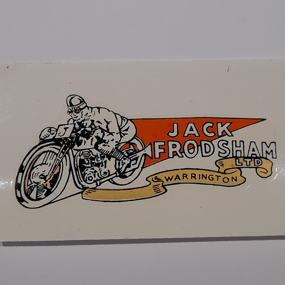 Motorcycle, waterslide transfer, dealer decals, Jack Frodsham Ltd, Warrington Ltd 