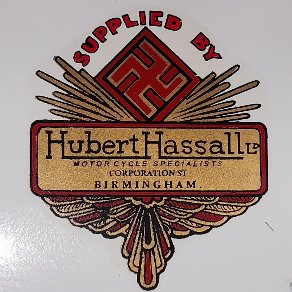  Motorcycle, waterslide transfer, dealer decals, Hubert Hassall Ltd,Birmingham 