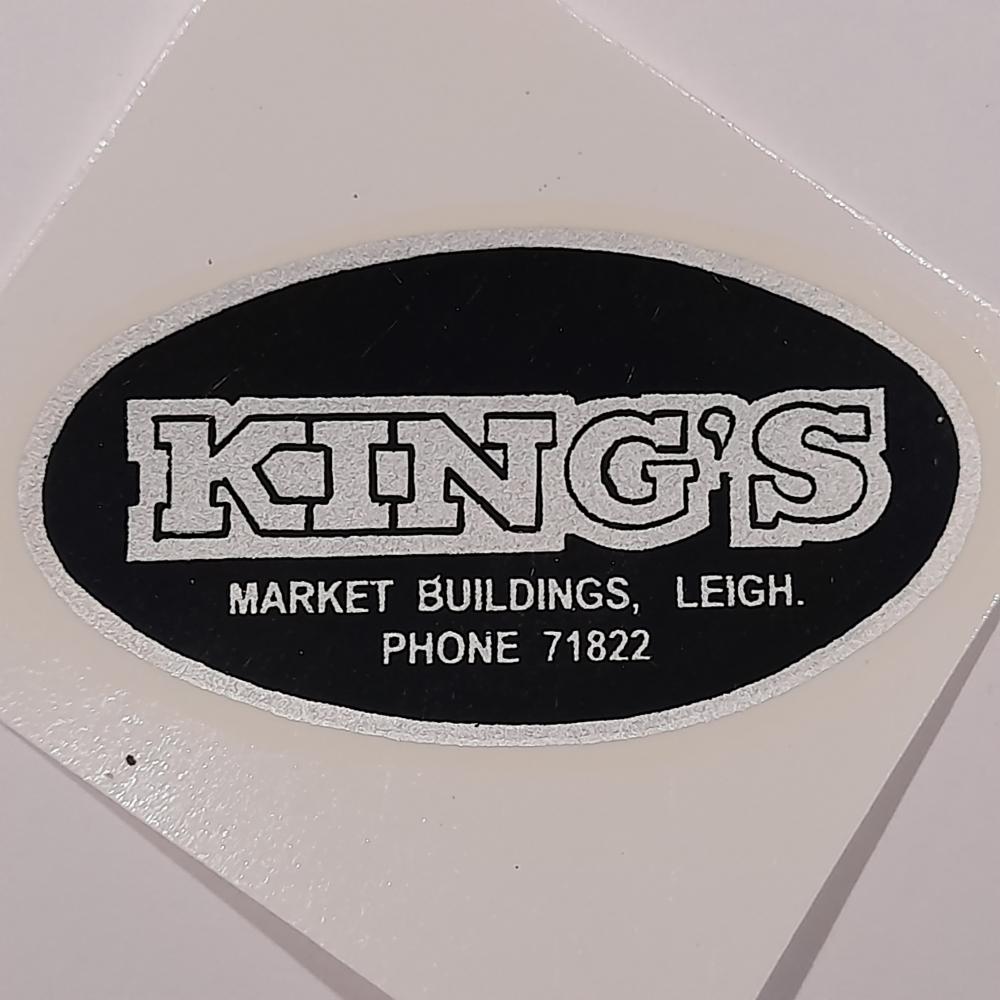 Motorcycle, waterslide transfer, dealer decals, Kings, Market Building Leigh 