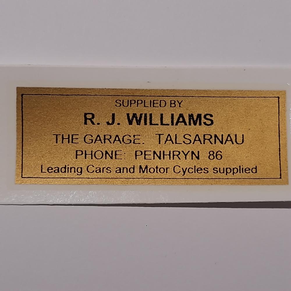 Motorcycle, waterslide transfer, dealer decals, R J Williams the Garage, Talsarnau 