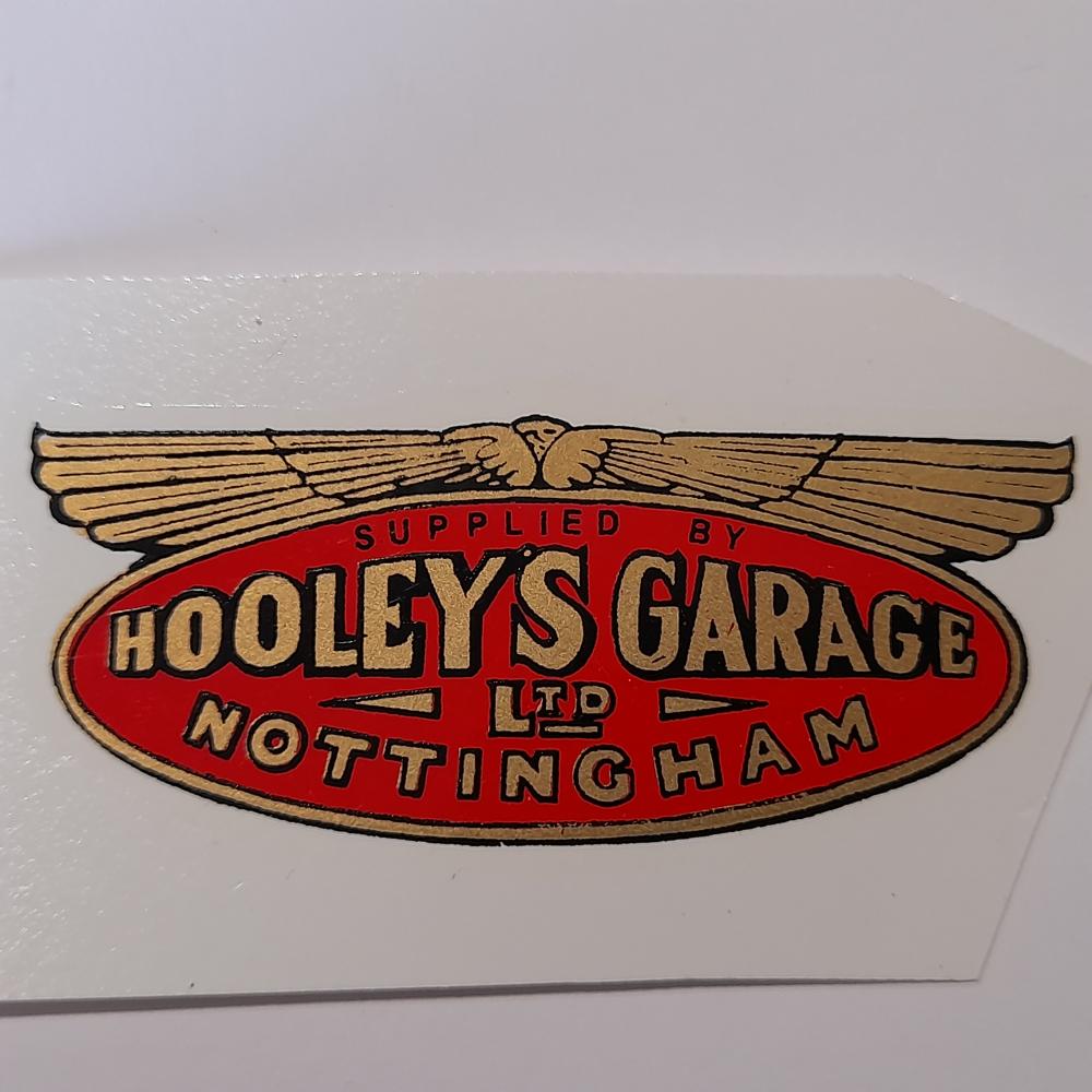 Motorcycle, waterslide transfer, dealer decals,Hooley's Garage Ltd Nottingham 