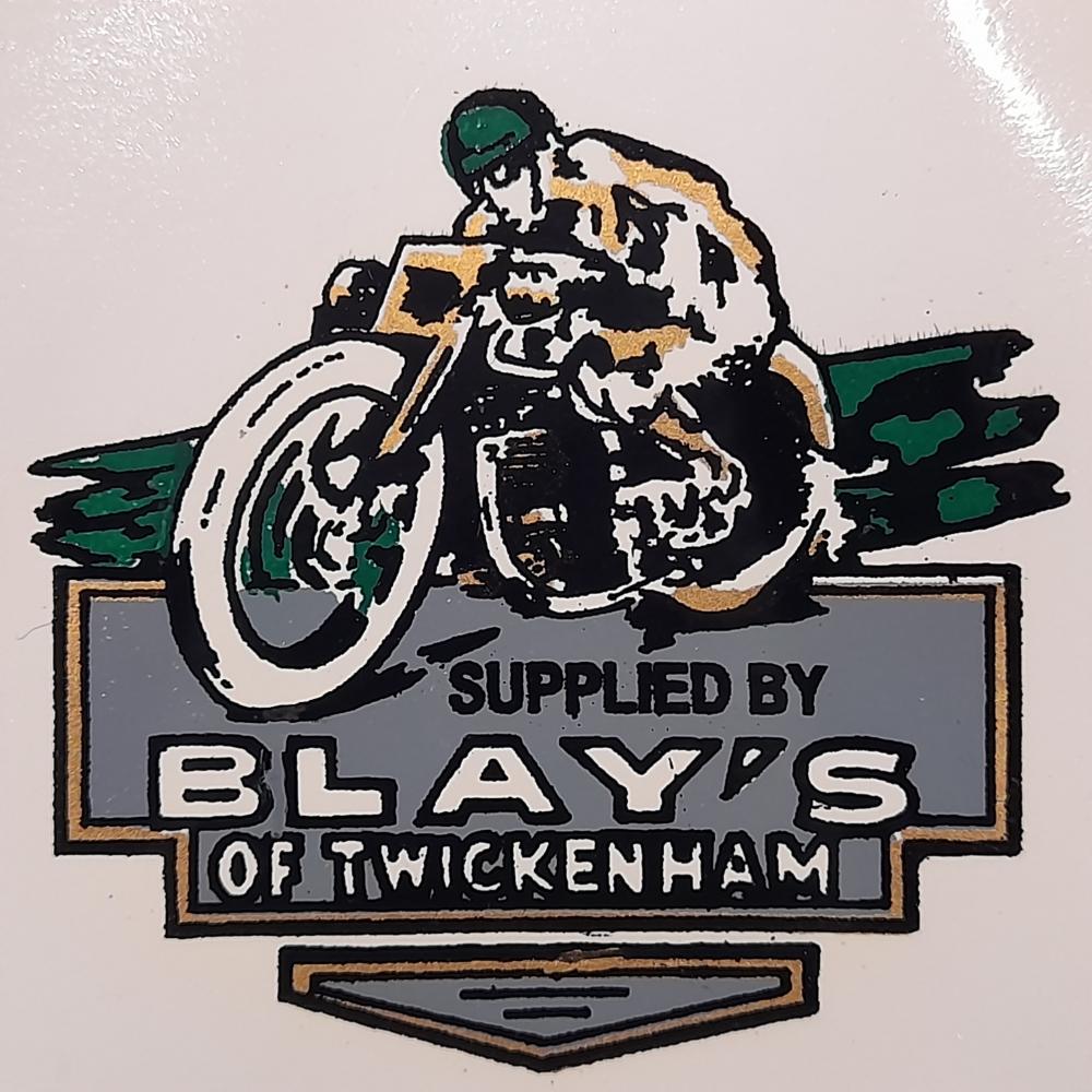 Motorcycle, waterslide transfer, dealer decals, Balys of Twickenham 