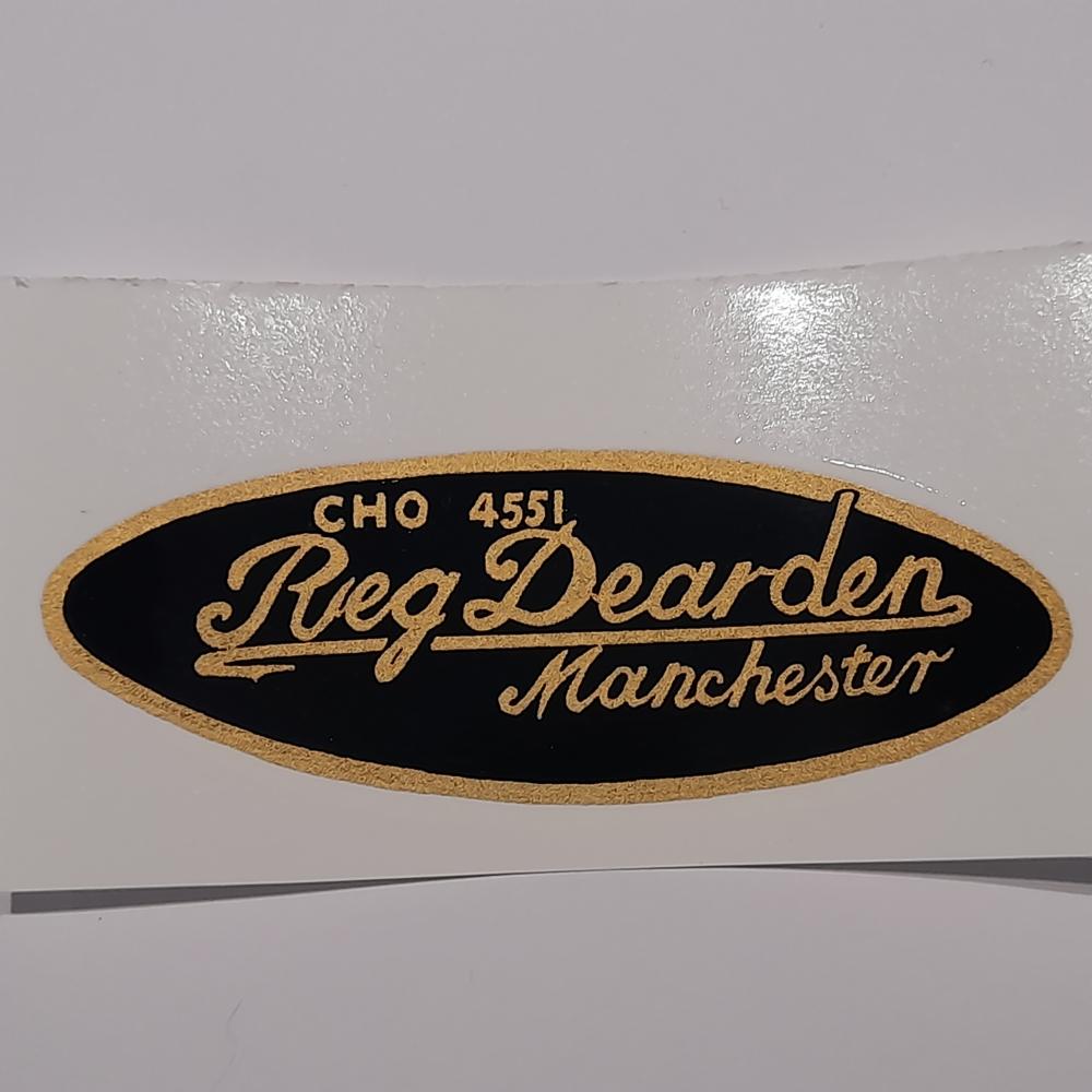 Motorcycle, waterslide transfer, dealer decals, reg Dearden Manchester 